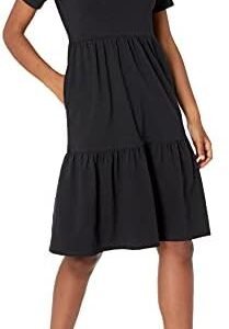 Amazon Essentials Women's Short Sleeve Crewneck Tiered Dress