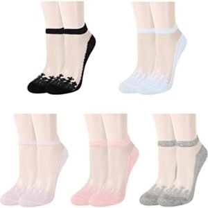 Benefeet Sox Womens Girls Lace Sheer Ankle Socks Thin Mesh Nylon Socks Transparent See Through Tull Low Cut Socks