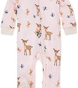 Burt's Bees Baby Baby Girls' Sleep And Play Pajamas, 100% Organic Cotton One Piece Romper Jumpsuit Zip Front Pjs