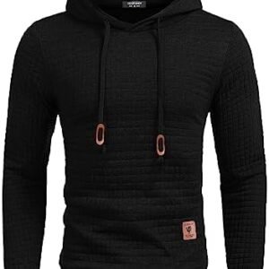 Coofandy Mens Hooded Sweatshirt Casual Long Sleeve Drawstring Waffle Knit Pullover Hoodies