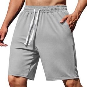 Coofandy Men's Sweat Shorts 9" Drawstring Elastic Waist Gym Workout Shorts Casual Athletic Jogger Knit Shorts With Pockets