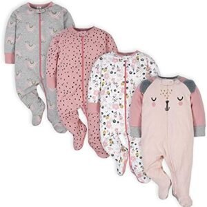 Gerber Baby Girls 4 Pack Sleep 'n Play Footie