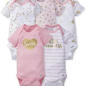 Gerber Baby Girls 5 Pack Short Sleeve Variety Onesies Bodysuits