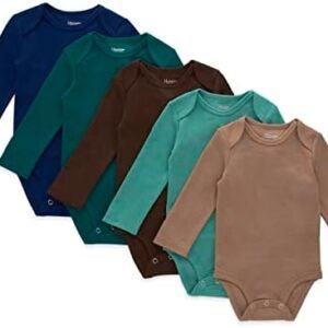 Hanes Baby Long Sleeve Bodysuit, Ultimate Flexy Bodysuits Boys & Girls, 5 Pack