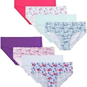 Hanes Ultimate Girls' Underwear, Pure Comfort Organic 100% Cotton Panties, Briefs & Hipsters, 8 Pack