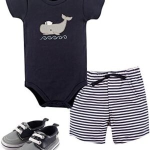 Hudson Baby Unisex Baby Cotton Bodysuit, Shorts And Shoe Set