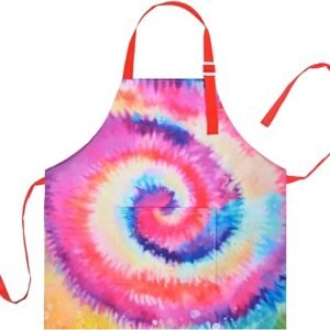 Kid Girls Boys Apron, Adjustable Kitchen Cooking Chef Apron With Pocket For Cooking Baking Art Painting Gardening,tie Dye, 6 12years