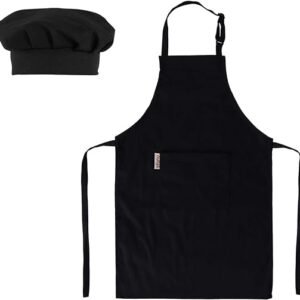 Kids Apron And Chef Hat Set Adjustable Child Apron For Boys And Girls For Cooking Baking