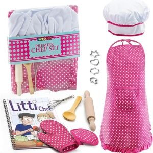 Kids Cooking And Baking Chef Set For Little Girls, Complete Cooking Sets, Toddler Dress Up & Pretend Play Dress Up Clothes For Little Girls, Kids Kitchen Toys 3 5 Years Old With...