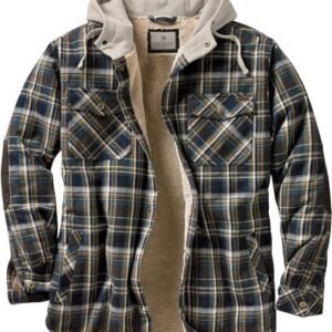 Legendary Whitetails Men's Camp Night Berber Lined Hooded Flannel Shirt Jacket