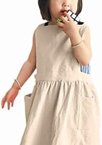 Losofar Children Cotton Apron Japanese Style Bib Home Clothes Painting Soft Comfort Pinafore Apron For Girls Boys