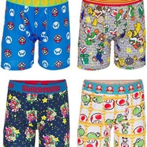 Nintendo Boys' Super Boxer Briefs With Mario, Luigi, Toad, Yoshi, Peach & Bowser, Sizes 4, 6, 8, 10 And 12