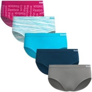 Reebok Girls' Underwear Seamless Hipster Briefs (5 Pack)