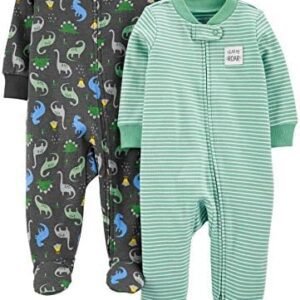 Simple Joys By Carter's Baby Boys' 2 Pack 2 Way Zip Cotton Footed Sleep And Play