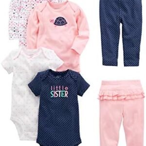 Simple Joys By Carter's Baby Girls' 6 Piece Bodysuits (short And Long Sleeve) And Pants Set