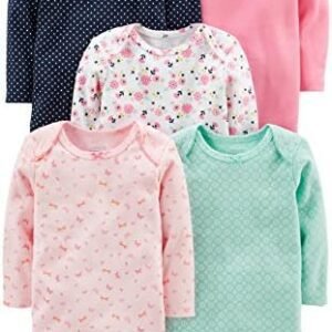 Simple Joys By Carter's Baby Girls' Long Sleeve Bodysuit, Pack Of 5