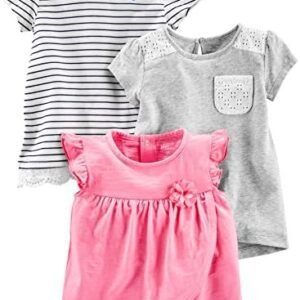 Simple Joys By Carter's Girls' Short Sleeve Shirts And Tops, Pack Of 3