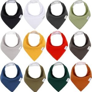 12 Pack Organic Cotton Baby Bandana Bibs For Drooling And Teething Boys And Girls