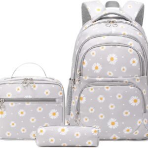 3pcs Daisy Prints Backpack Sets Kids Bookbag Primary School Daypack Elementary Students Knapsack For Teens Girls