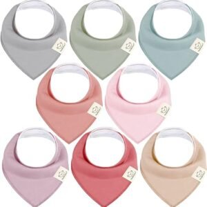 8 Pack Organic Baby Bandana Drool Bibs For Girls Super Absorbent Baby Bibs For Baby Girls, Baby Boys, Soft Cotton Bandana Bibs, Baby Drool Bib, Teething Bibs For Infant,...