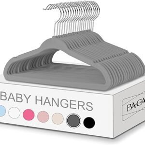 Bagail Kids Velvet Hangers 11 Inches Children's Clothes Hangers Non Slip Baby Hangers For Infant/toddler (grey,50pack)