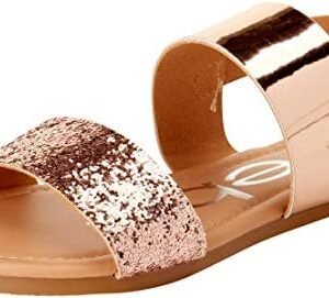 Bebe Girls' Sandal Two Strapped Patent Leatherette Glitter Sandals (toddler/little Kid)