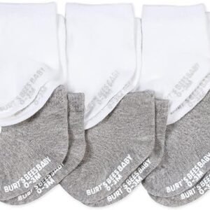 Burt's Bees Baby Baby Socks, 6 Pack Ankle Or Crew With Non Slip Grips, Made With Organic Cotton