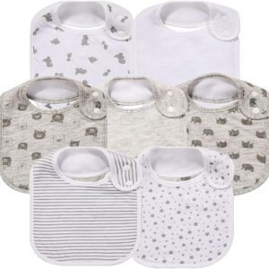 Gelisite 7 Pack Baby Cotton Absorbent Bibs For Drooling Teething