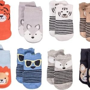 Little Me 8 Pack Baby Socks, Animal Charter Themed, 0 12 Months