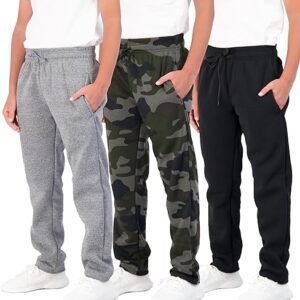 Real Essentials 3 Pack: Boys' Tech Fleece Open Bottom Sweatpants With Pockets