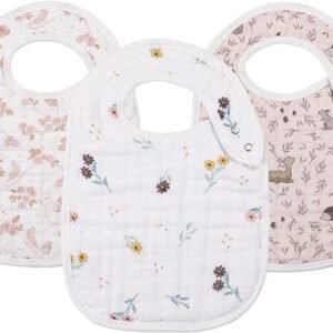 Snap Muslin Bibs For Boys &girls,3 Pack Baby Bibs For Infants,newborns And Toddlers,100% Cotton Muslin Bib