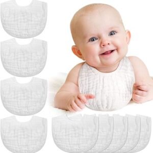 Tatuo 10 Pieces Muslin Baby Bibs Bulk Adjustable Newborn Bandana Drool Bibs For Baby Boy Girl Burping Cloth