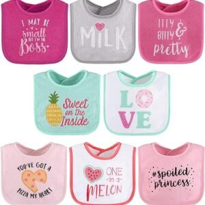 The Peanutshell Terry Bib Set For Baby Girls, 8 Pack For Feeding, Teething, & Drooling