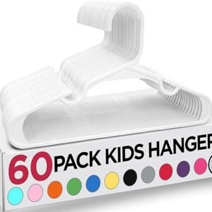 Utopia Home 60 Pack 11.5 Inch Plastic Kids Hangers For Closet Childrens Hangers For Clothes & Infant Hangers Ideal For Everyday Use (white)