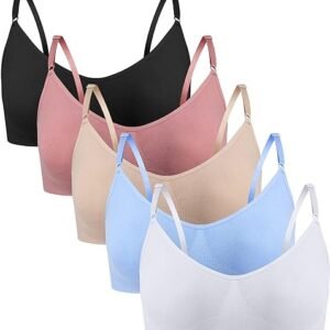 Hivof Girls Comfortable Camisole Bra With Adjustable Thin Straps 5 Packs