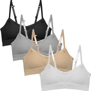 Popular Girls Padded Training Bra Pack – Crop Cami Training Bras For Girls. Seamless Bra Design With Removable Padding